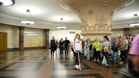 Moscow, Russia-June 03.2016. Musicians playing in the Metro Kursk , project - Music in the Metro.