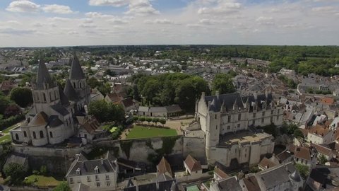 LOCHES, ROYAL CITY, VIEW BY DRONE
Aerial view by drone of Loches, Royal City, Center Loire Valley,
Loire Valley, Loches, Indre et Loire, France