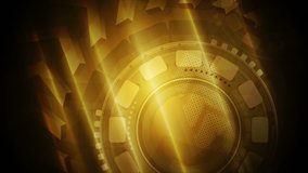 Dark orange technology sci-fi motion background with arrows and gears. Video animation Ultra HD 4K 3840x2160