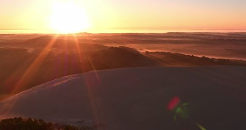 4k cinematic aerial drone shot, beautiful sunrise, Dune du Pilat, Arcachon, France