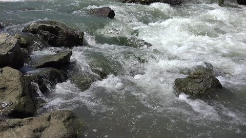 4K Mountain River Closeup, Spring Brook, Creek with Stones, Rocks, Nature View