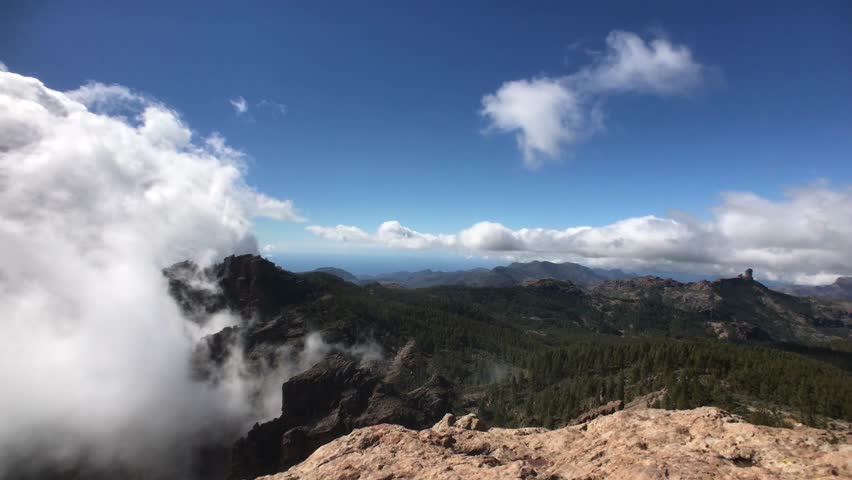 Clouds around Pico de las Nieves the highest peak of the island of Gran Canaria