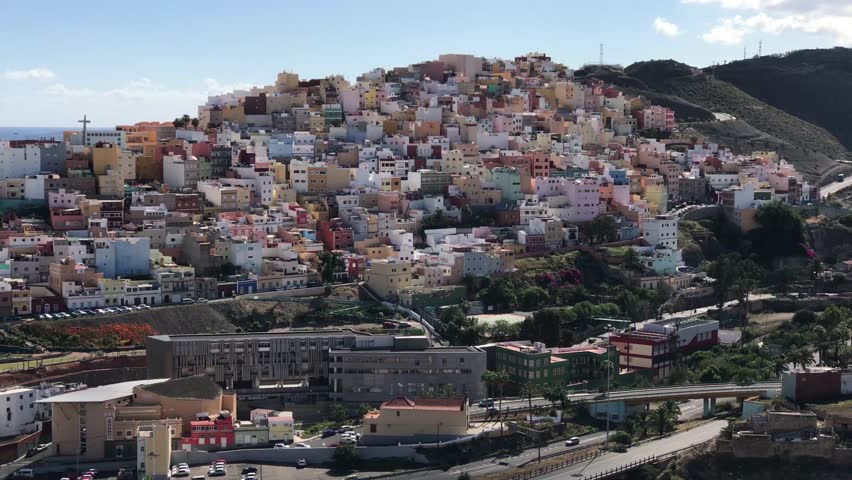 Houses at the hill from the old town of Las Palmas Gran Canaria
