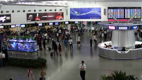 SHENZHEN CHINA - AUGUST 20, 2009: Shenzhen airport handled 24486406 passengers in 2009 according to Civil Aviation Administration of China making itself the fifth busiest in China August 20 2009