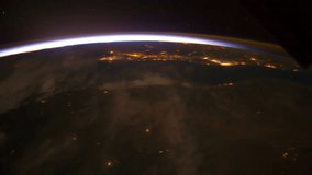 Planet Earth seen from the International Space Station from Europe to Sudan, Time Lapse 4K. Elements of this image furnished by NASA. Images courtesy of NASA Johnson Space Center : http://eol.jsc.nasa.gov