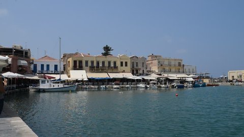 RETHYMNO, GREECE - 08.03.2016: Rethymnon city Crete Greece Venetian harbor view