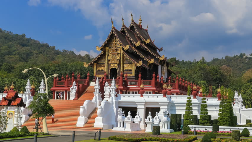 4k timelapse of Royal Park Rajapruek (Hor Kam Luang) in Chaing Mai, Thailand
