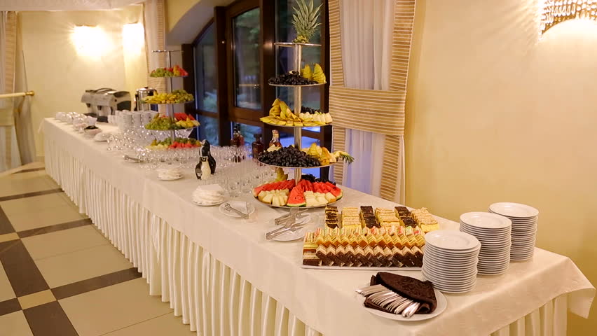 Banquet table covered