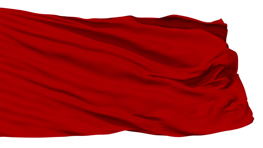Red blank flag waving in the wind against white background