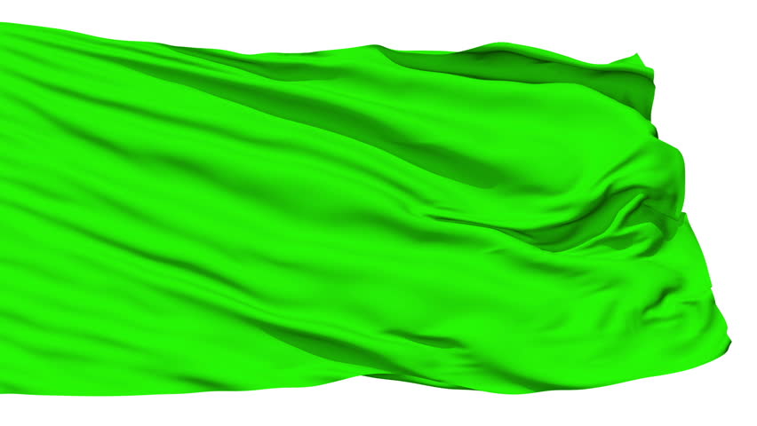 Green blank flag waving in the wind against white background