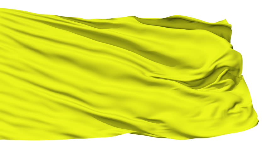 Yellow blank flag waving in the wind against white background