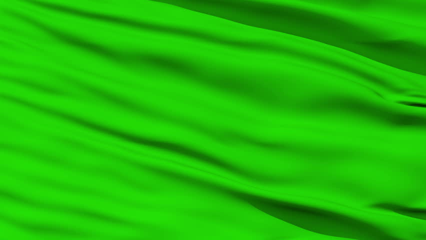 Waving green blank flag closeup