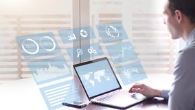 Business analytics interface screen with financial data and key performance indicators (KPI) for BI and with secured access. 4K video - Powered by Shutterstock - Get 15% off with code: PIKWIZARD15