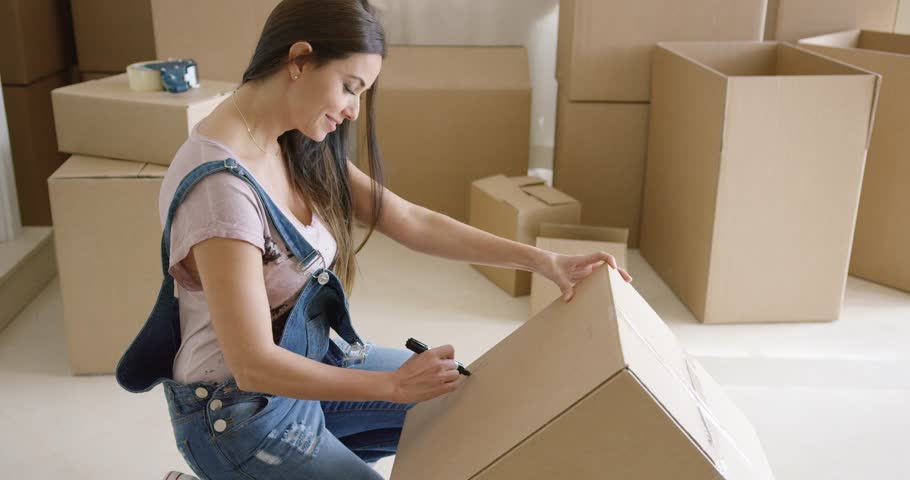 Attractive Woman Moving House and Stock Footage Video (100 ...