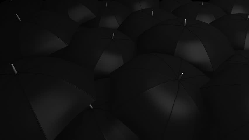 Conceptual animation, Crowd with umbrella.