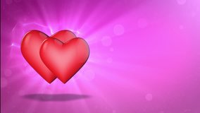 Two lovers hearts. Happy Valentine's Day. Video greetings to Valentine's Day. Romantic movement of the two lovers hearts. 3D animation.