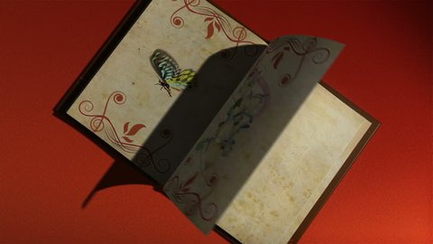 animated book with turning pages,flying butterflies, growing flowers, and decorative
borders for text