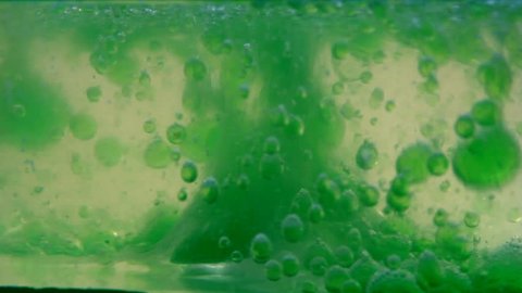 Green Bubbles Floating In Liquid