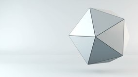 3d rotating polygon transformation. Futuristic technology abstract background