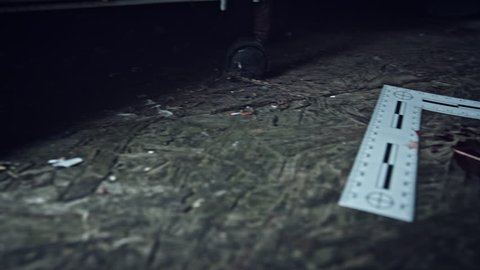 4K Crime Scene with Evidence Bloody Knife