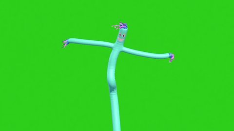 Single Wacky Waving Inflatable Tube Man 3D Rendering Green Screen