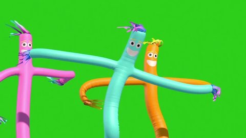 Wacky Waving Inflatable Tube Man 3D Rendering close up Green Screen
