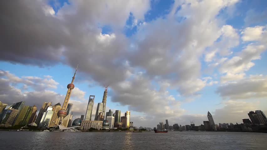 panoramic of Shanghai skyline & cloud,world urban economic Centre building.	 