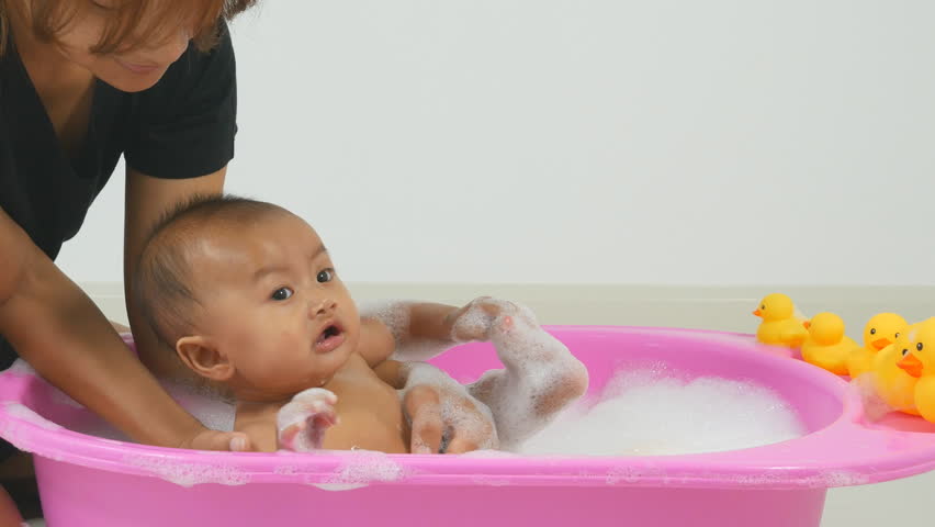 baby having bath