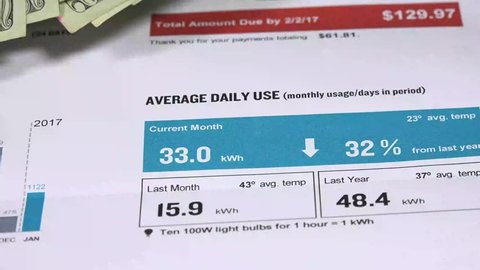 4k Electric bill statement - Energy expense and finance concept