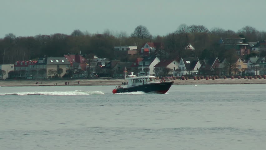 Coast Guard cruising near Laboe beach, Germany