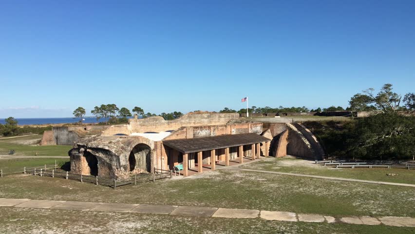 The parade ground at Fort Pickens, located in Gulf Island National Seashore, on Pensacola Beach, Florida, was built in 1834 and used by the US military until 1947.