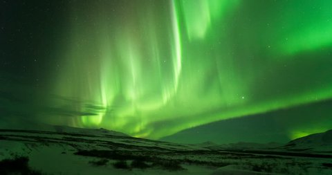 4k, UHD, Alaska Northern Lights, Moving Stars Time Lapse