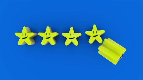 Five Cartoon Stars Animation Loop. a line of five cartoon stars animate from the bottom to the middle and to the top and loop. With luma matte and ambient occlusion passes
