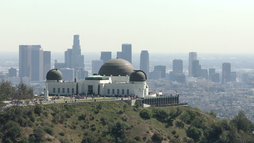 View of Los Angeles's city owned Griffith Park Observatory with the Los Angeles