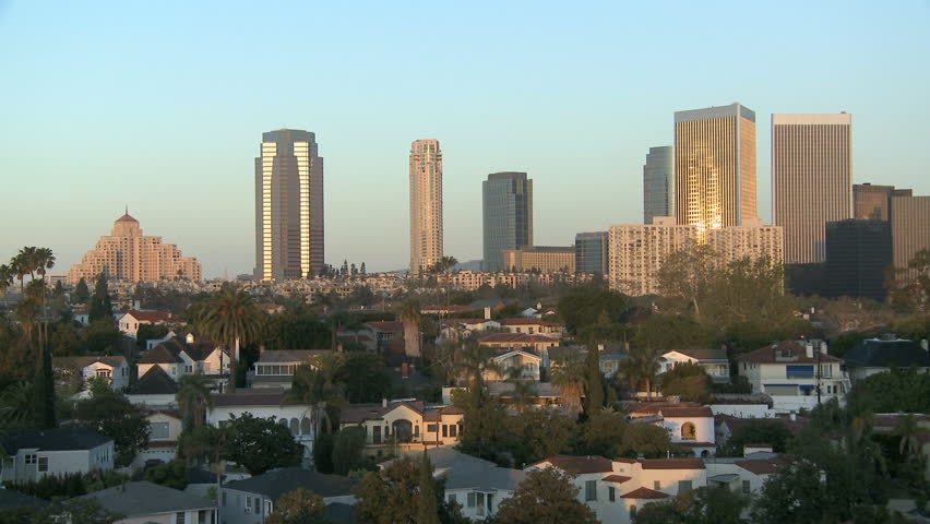 Los Angeles skyscraper in the morning sun