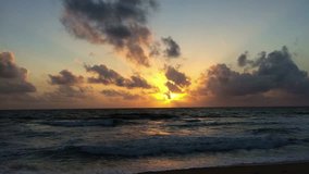 Time lapse of Amazing Beautiful Evening Busy Beach Sunset with Clouds at Galle Face Colombo, Sri Lanka