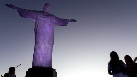 RIO DE JANEIRO, BRAZIL - JULY 10, 2016: Time-lapse of Christ the Redeemer (Cristo Redentor) in Rio de Janeiro on July 10 2016.