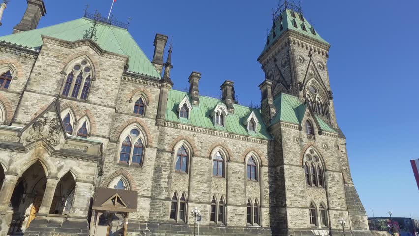 ottawa canada parliament building beautiful gimbal panning view 4k