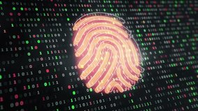 Technological background with changing symbols of binary code from digits 1 and 0. Technological symbol with glowing glass surface. Seamless loop. - Powered by Shutterstock - Get 15% off with code: PIKWIZARD15