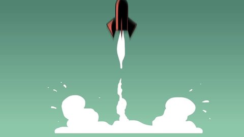 Set of 10 animations of retro rocket launch