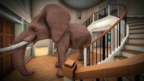 Elephant in the living room 3d rendering