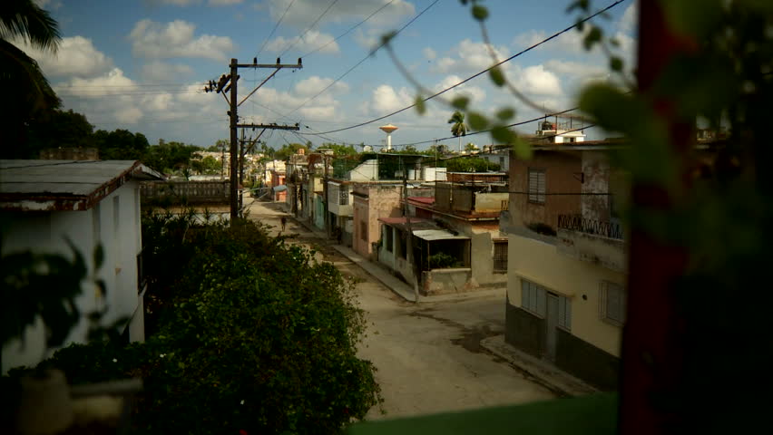Havana, Cuba - CIRCA December 2009: Large view of street with local buildings.