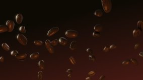 4k Coffee Beans Falling and bouncing on a marble table top stock video clip.