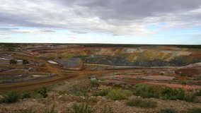 A big gold mine in Western Australia. Large dump truck in action. Westonia, Western Australia.