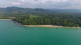 Aerial video of beauty nature landscape with beach and sea in Khao Lak, Thailand, 4k
