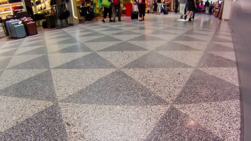 Walking Legs of Pedestrians at the Airport, Wideangle, Timelapse