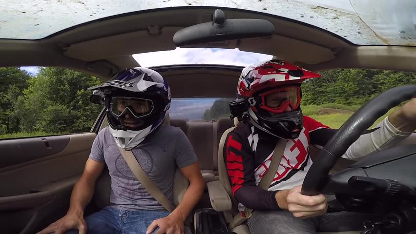 rally car jump inside view dashcam