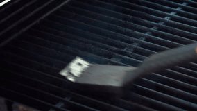 High quality video of cleaning grill in real 1080p slow motion 120fps
