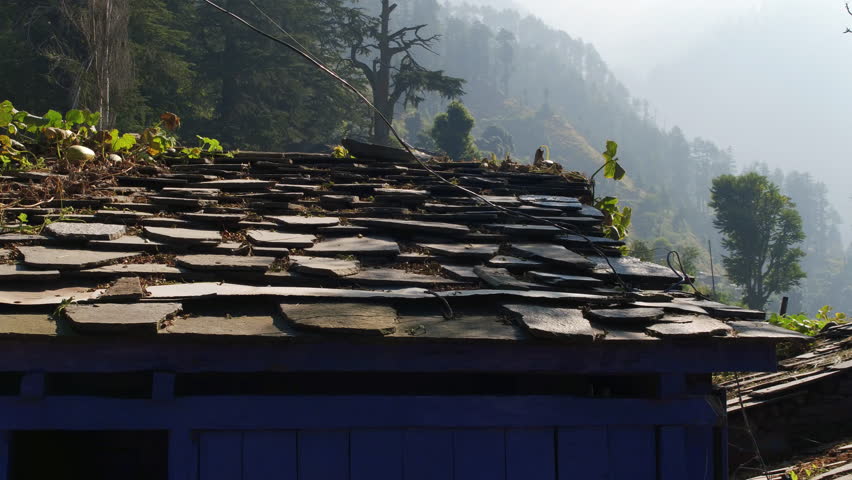 Roofs of the old village in the Himalayas