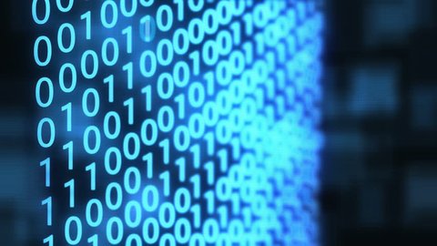 Technological Digital binary data background with binary code. Binary digits on blue background.